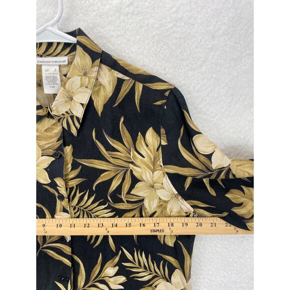 Jones New York Sport Linen Hawaiian Shirt Women’s S Floral Aloha Button Up - Picture 4 of 6